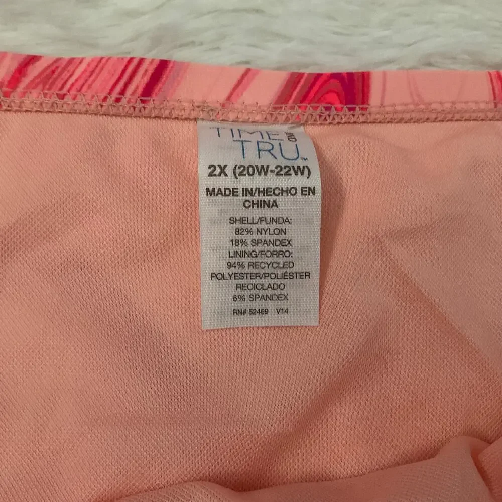Time and Tru Mid Rise Cheeky Fit Pink Swirl/Marble Bikini - Size 2X NEW‎